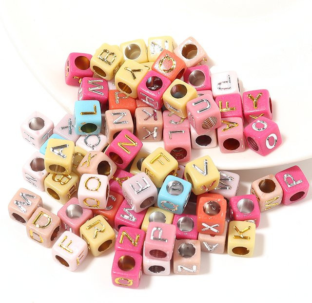 Linsoir Beads Acryl Buchstaben Perlen, Quadrat, Alphabet, Unisex - Bild 1