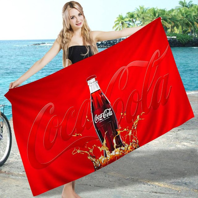 Coca-Cola Mikrofaser Strandtuch mit Logo in Rot, Saugfähiges und Weiches Handtuch für Yoga, Schwimmen und Sport, Breite: 30 cm - Bild 1