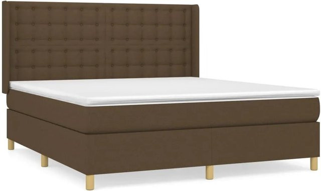 vidaXL Boxspringbett Hybrid mit Matratze und Kopfteil, Dunkelbraun, B/T/H: 180 x 200 x 128 cm - Bild 1