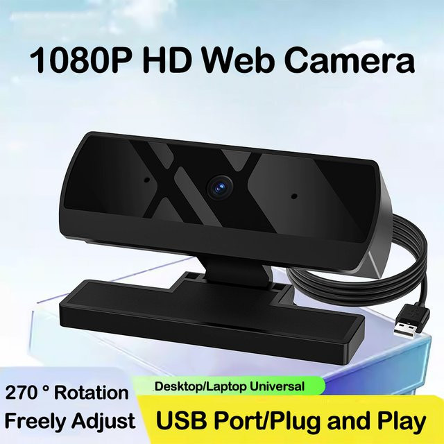 Kebidumei Full HD 1080P Webkamera mit Mikrofon und Autofokus in Schwarz für Live-Streaming, Videoanrufe und Konferenzen via USB-A - Bild 1