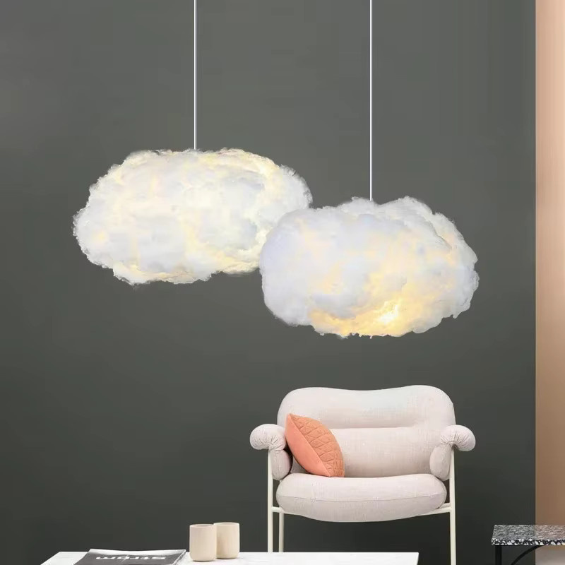 VIGOUS LED Wolken-Pendelleuchte im Nordic Design, Weiß, Warmweißes Licht für Wohnzimmer, Schlafzimmer und Kinderzimmer - Bild 4