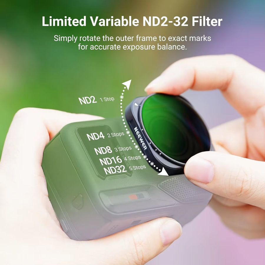 NEEWER Variabler ND2-32 Filter für Insta360 Ace Pro und Insta360 Ace Pro 2 Action-Kamera, Schwarz - Bild 3