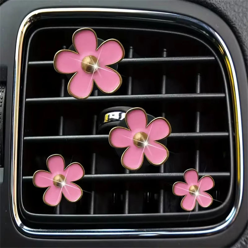 Set mit 8 Stück Auto Luftauslass Parfüm Clips im floralen Daisy Design, mehrfarbig, zur Aromatherapie im Auto - Bild 3