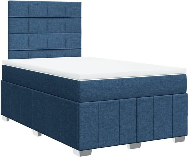 vidaXL Boxspringbett mit Matratze in Blau, Hybridbett mit USB-Ladeport und Unterbettbeleuchtung, B/T: 120 x 190 cm - Bild 1