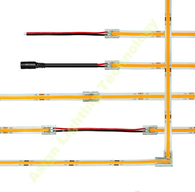 Asign 5 Stück COB-LED-Streifen-Eckverbinder L-förmig mit festen Klemmen für 5 mm, 8 mm und 10 mm Breite (2-polig, 3-polig, 4-polig) - Bild 1