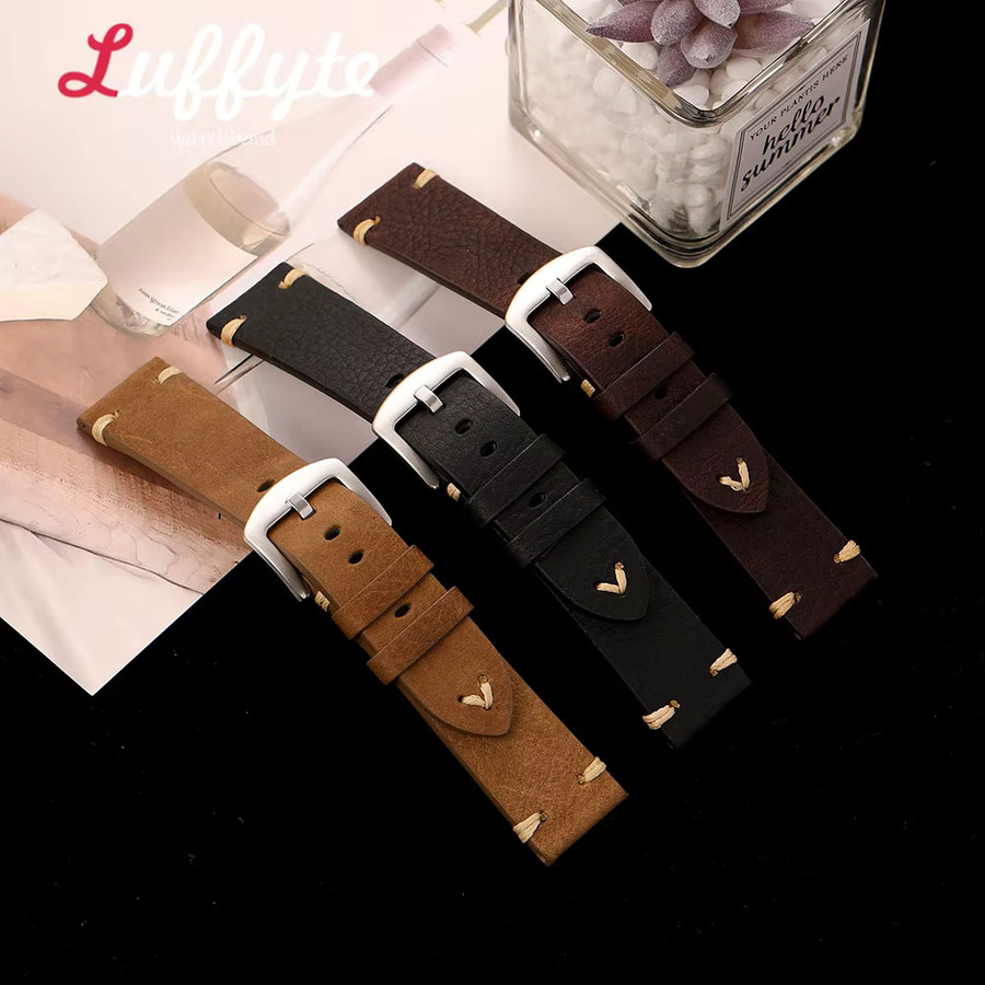 luffyte Uhrenarmband Leder, Schwarz, Herren - Bild 2