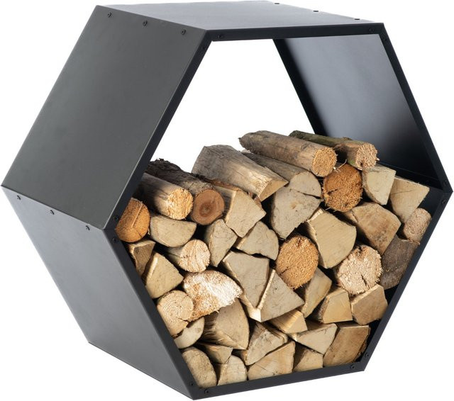 Westmann Kaminholzregal Biene aus Stahl in Schwarz mit Wabenform, B: 88 cm, T: 45 cm, H: 77 cm - Bild 2