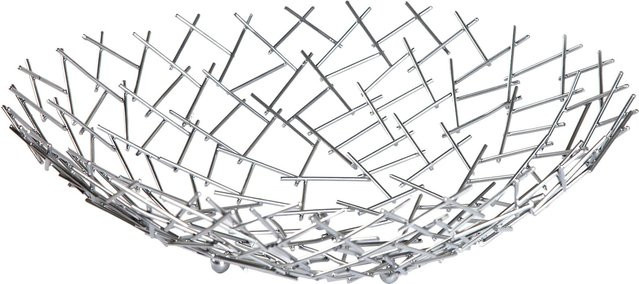 riess-ambiente Obstschale STRUCTURE in Silber aus pulverbeschichtetem Metall, Durchmesser: 45 cm - Bild 1