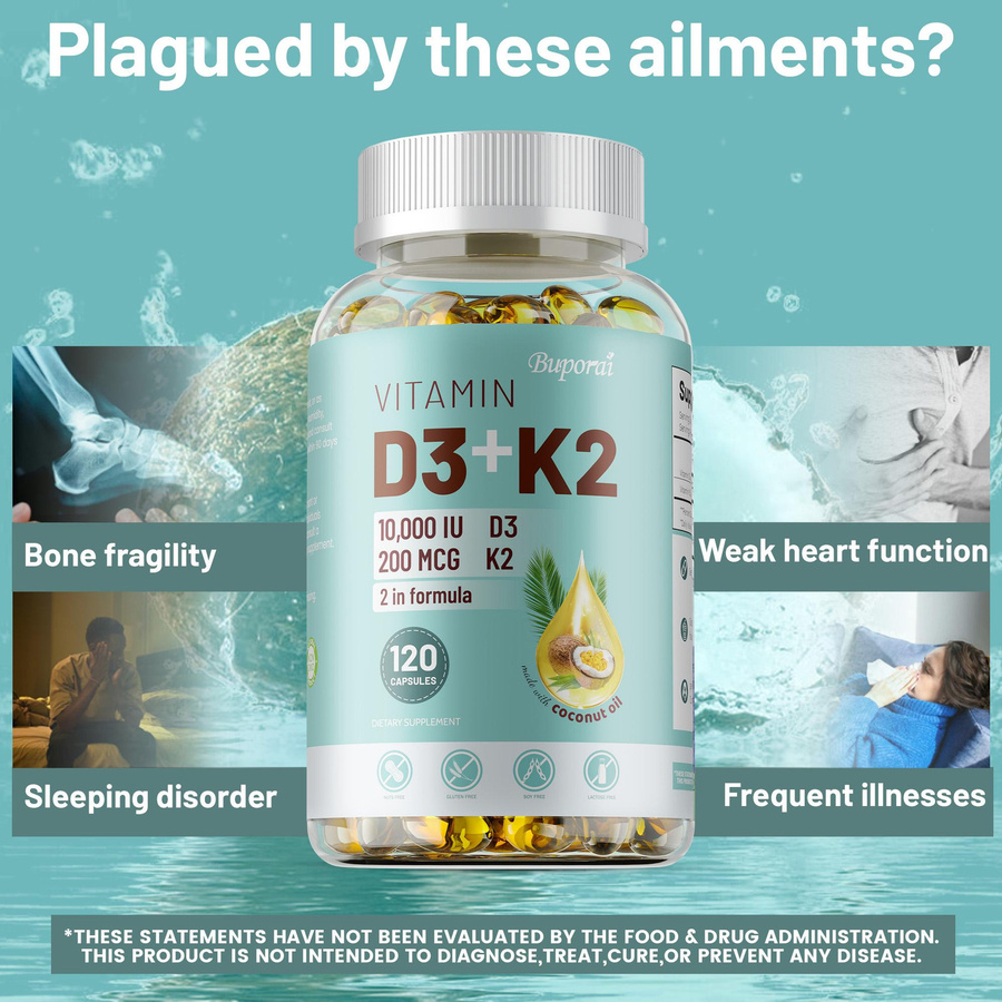 Buporai Vitamin K2 D3 Vitaminpräparat, 120 Kapseln, Unisex - Bild 3