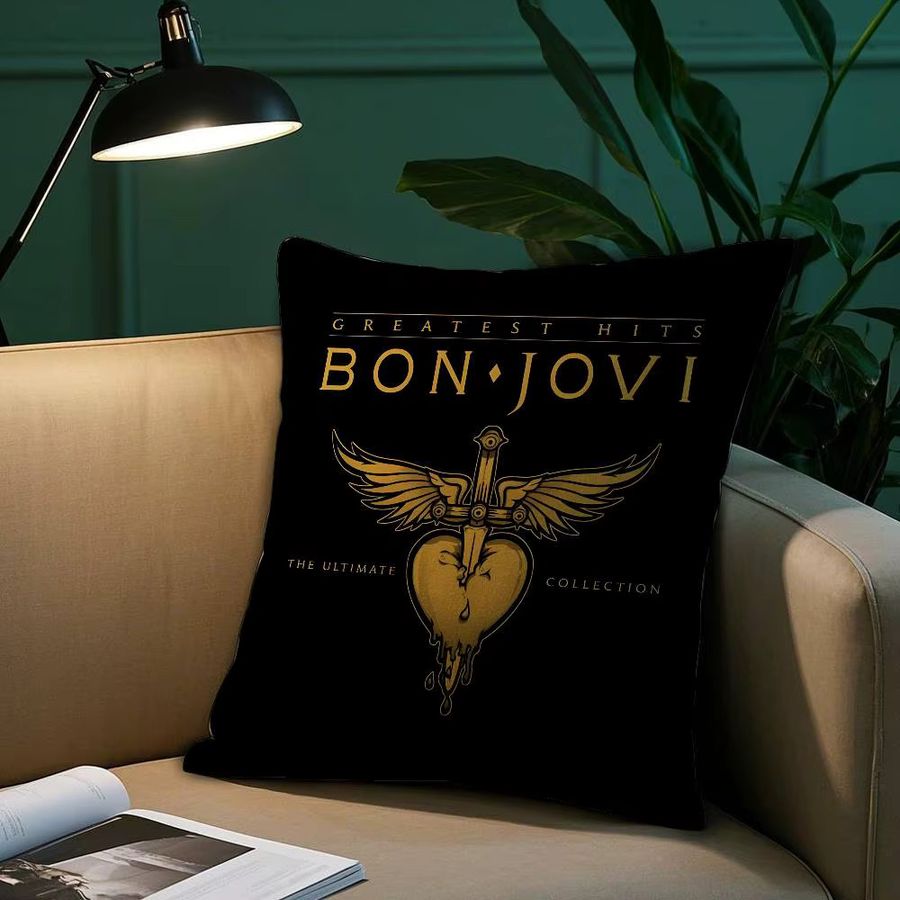 B-Bon J-Jovi Rock Kissenbezug aus Plüsch mit quadratischem Design für dein Sofa und deine Heimdekoration - Bild 2