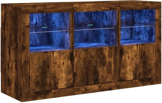 vidaXL Sideboard in Räuchereiche mit integrierter LED-Beleuchtung, Farbe: Braun, B/T/H: 123 x 37 x 67 cm - Bild 1