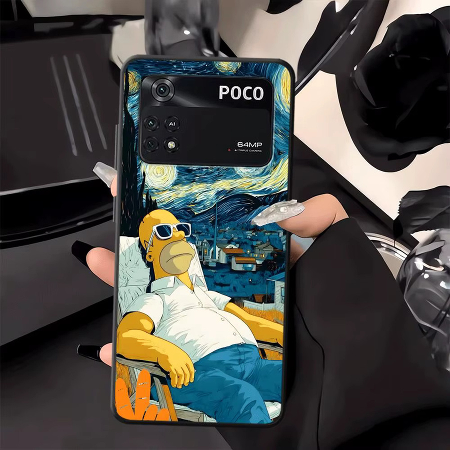 Handyhülle mit The Simpsons Homer Art für Xiaomi Poco F8 M3 M4 M7 Pro M5 C50 F3 C75 X3 X4 X5 X7 Pro C61 F1 C71 in Schwarz - Bild 3