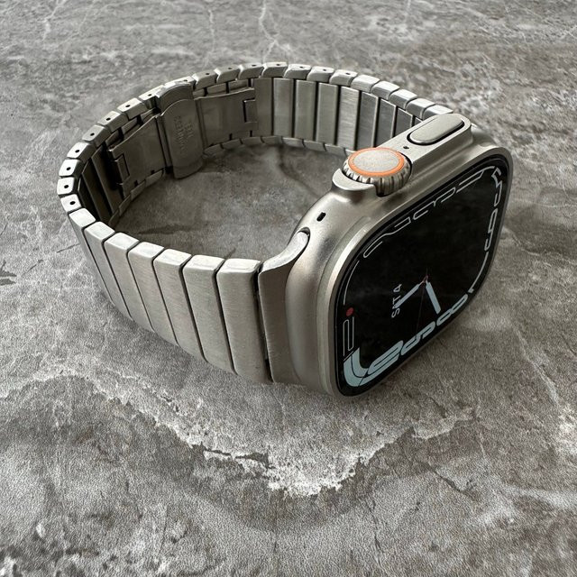 Uhrenarmband Gliederarmband, Titanfarben, Edelstahl, Unisex - Bild 1