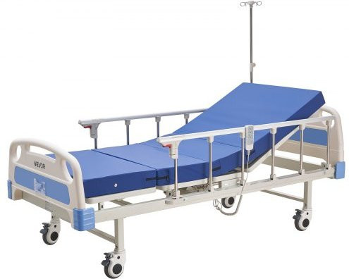 VEVOR Elektrisches Krankenhausbett mit 2 Funktionen, verstellbarer Rückenlehne und Beinstütze, inklusive blauer Schaumstoffmatratze aus Kunstleder, Belastbarkeit bis 250 kg - Bild 1