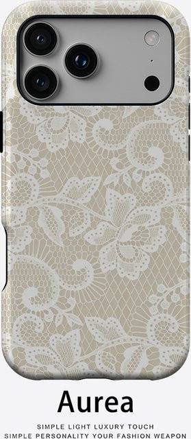 Potdemiel Aurea Case Matte Bumper MagSafe kompatible iPhone Hülle mit Vintage Blumen Spitzenmuster in Beige - Bild 1