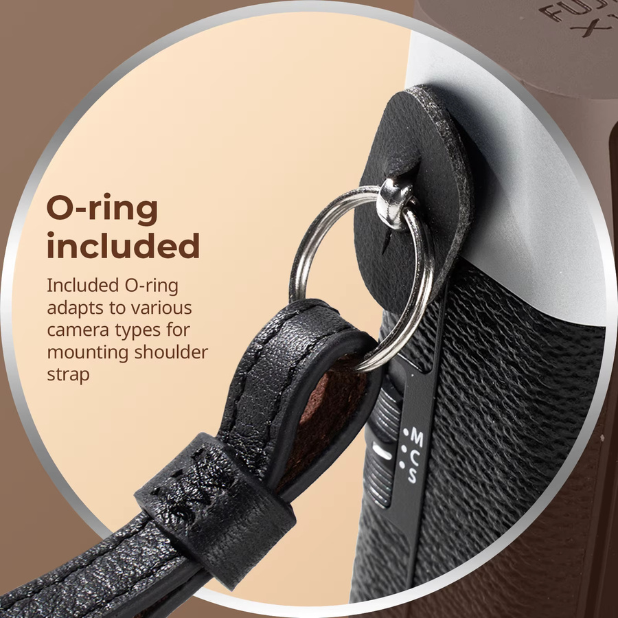 SmallRig Universal-Kamera-Schultergurt aus Leder mit O-Ring für SONY, Nikon und DSLR-Kameras, Braun/Schwarz - Bild 6