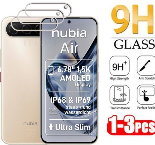 ZTE Nubia Air 2025 Kamera Objektiv Schutzfolie aus gehärtetem Glas, 3D 9H HD Schutzabdeckung, transparent - Bild 1