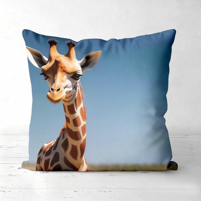 JMG Clothing Dekokissenbezug mit Giraffe und Elefant Naturszenen in Blau, B/H: 40 x 40 cm, aus Polyester - Bild 1