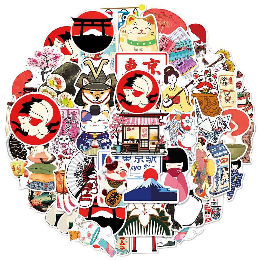 Rspctou Japanische traditionelle Kultur-Cartoon-Aufkleber, 10-teiliges Set, multicolor - Bild 2