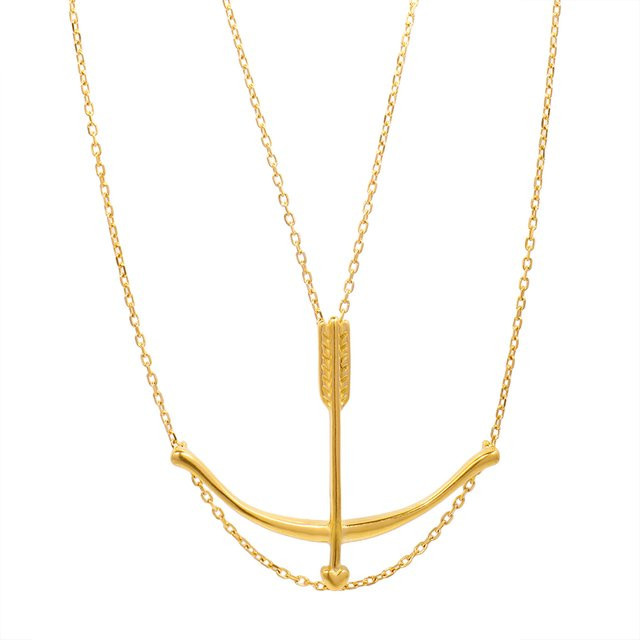 JOVO LOVE Halskette Edelstahl, Gold, Pfeil und Bogen Anhänger, Damen - Bild 1