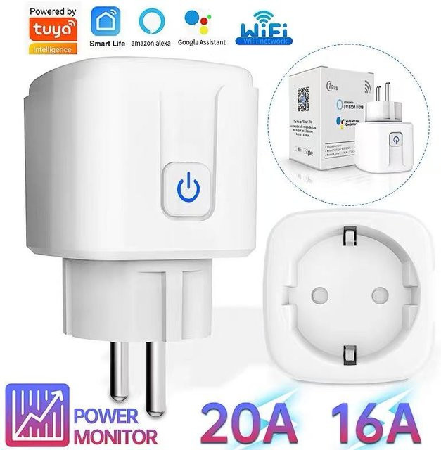 AXUS WLAN Steckdose in Weiß kompatibel mit Tuya Smart Life App zur Steuerung mit Alexa und Google Assistant inklusive Überwachungsfunktion und Zeitschaltuhr (16A/20A) - Bild 1