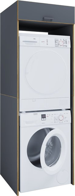 VCM Waschmaschinen-Trocknerschrank Rislo XXL Überbauschrank für 2 Geräte mit Klappe und Zusatzfach, H x B x T: 200 x 67 x 68 cm - Bild 1