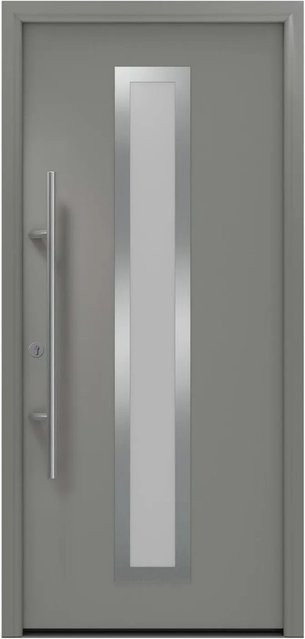EcoStar Haustür Isopro Secur IPS 700S aus Aluminium und Stahl in Graualuminium mit Glaseinsatz, Breite: 110 cm, Höhe: 210 cm, DIN Links, RC2 - Bild 1