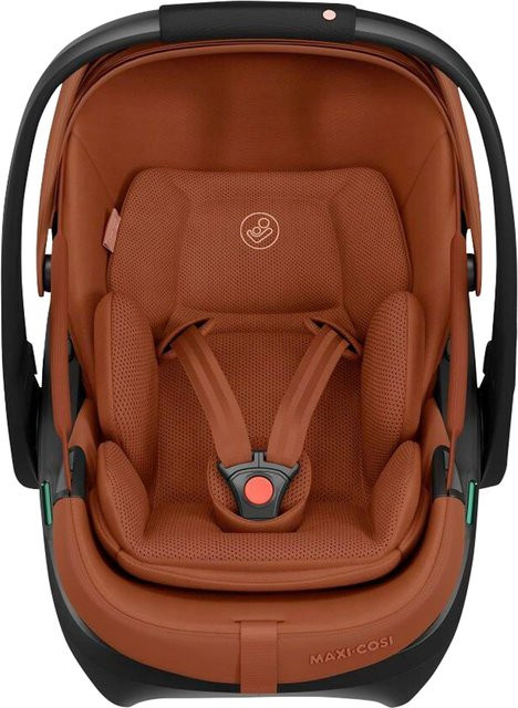 Maxi-Cosi Premium Babyschale Coral Slide Pro in Orange/Braun mit Isofix-Base und i-Size Zertifizierung - Bild 1