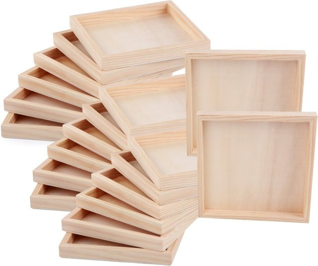 Basteltabletts aus Holz, quadratisch, 20-teiliges Set - Bild 1