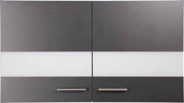 Respekta Küchen-Oberschrank Merle grau mit Glastüren und Soft-Close-Funktion, B/H/T: 100 x 56,1 x 34,6 cm - Bild 1