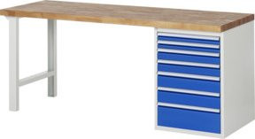 Rau Werkbank 7517A1 mit 7 Schubladen, Multicolor, B: 200 cm, T: 70 cm, H: 89 cm - Bild 1
