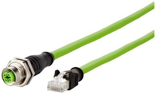 Metz Connect M12 Patchkabel CAT 5e S/UTP Ethernet LAN, Länge: 2,00 m, Grün - Bild 1