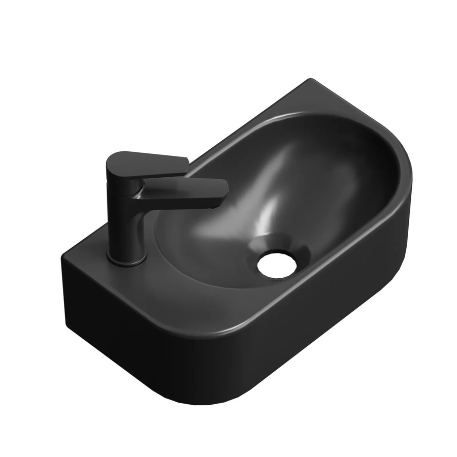 Emke Handwaschbecken aus Keramik in Mattschwarz, rechteckig mit linkem Wasserhahnloch, B/T/H: 40 x 21,5 x 12 cm - Bild 2