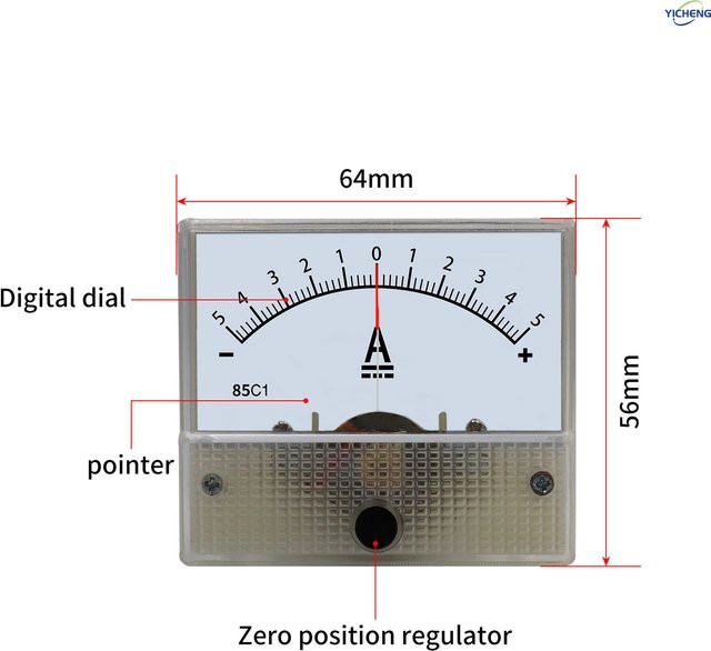 YICHENG DC Amperemeter bidirektionales Zeigermessgerät für positive und negative Ströme - Bild 1