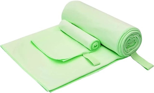 vidaXL Sporthandtuch-Set 2-teilig aus Mikrofaser in Grün, schnelltrocknend und flauschig - Bild 1