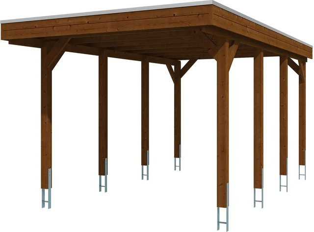 SKANHOLZ Carport Friesland aus Fichte mit EPDM-Dach in Nussbaum Braun, B: 320 cm, T: 555 cm - Bild 4