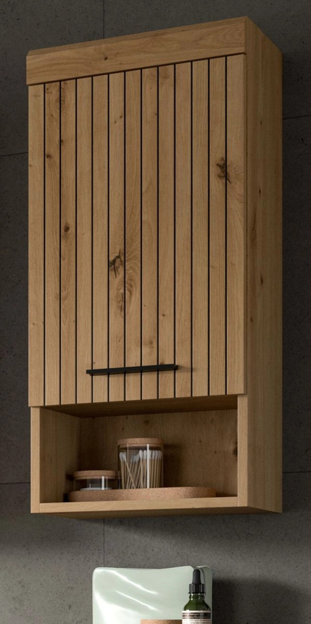 Badezimmer Hängeschrank Shawn in Eiche, modern und matt, B/H: 37 x 79 cm - Bild 1