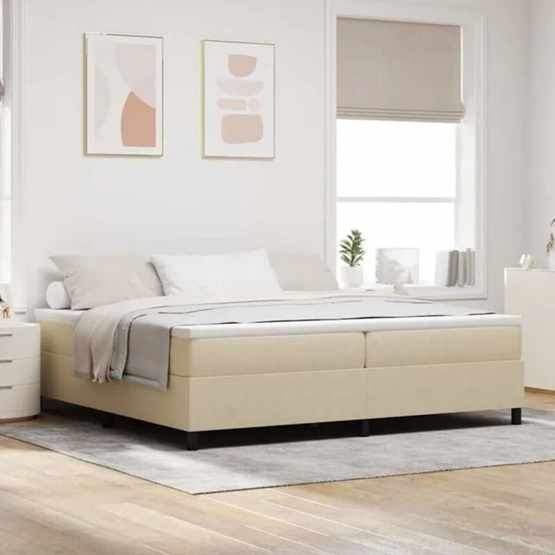 Modernes Boxspringbett von vidaxl in Grau, Weiß und Beige aus Stoff, B/T/H: 203 x 200 x 60 cm - Bild 1