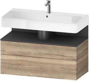 Duravit Waschtischunterschrank Qatego in Grau, Wandmontage, 1 Schrank und 1 Auszug, B/H/T: 99 x 59 x 47 cm - Bild 1