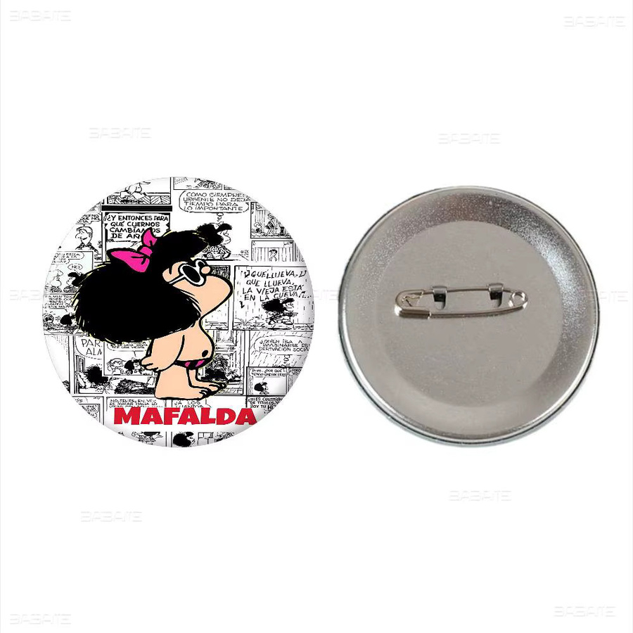 Potdemiel Anstecknadel Cartoon Mafalda, Metall, Rund - Bild 5