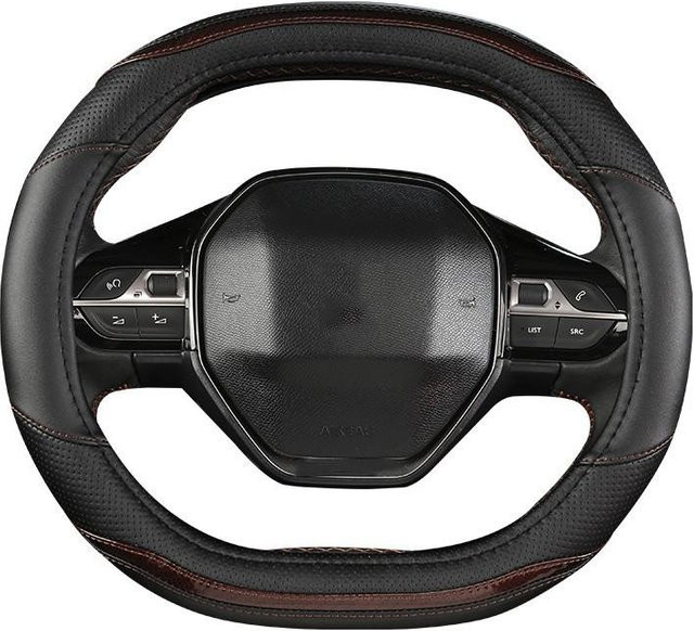 Walk Vogue Lenkradbezug aus Kohlefaser und PU-Leder für Peugeot 3008 4008 5008 in Schwarz, Rot, Orange oder Blau - Bild 1