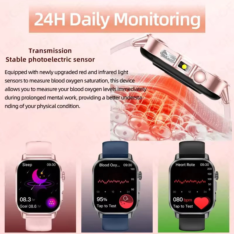 LIGE Smartwatch mit EKG und PPG für Damen und Herren in Beige oder Pink mit Bluetooth-Anruffunktion, Herzfrequenzmessung und KI-Sprachsteuerung - Bild 3