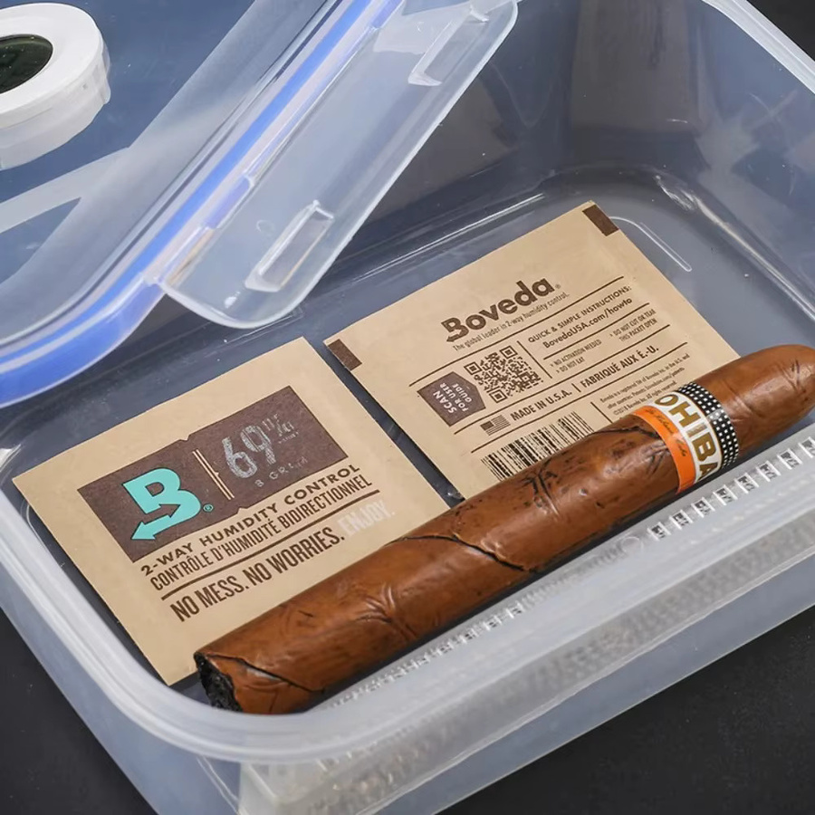 Boveda Tragbare Zigarren-Feuchtigkeitstasche mit bidirektionaler Feuchtigkeitskontrolle, 8g Humidor-Luftbefeuchter und Zubehör, transparent - Bild 2