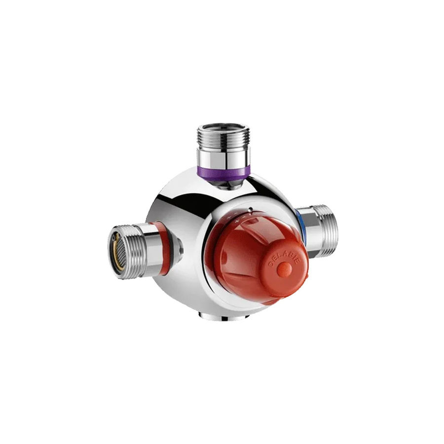 Delabie Gruppenthermostat PREMIX SECURIT 55 G3/4B mit Sicherheitsstopp in Chrom und Silber - Bild 2