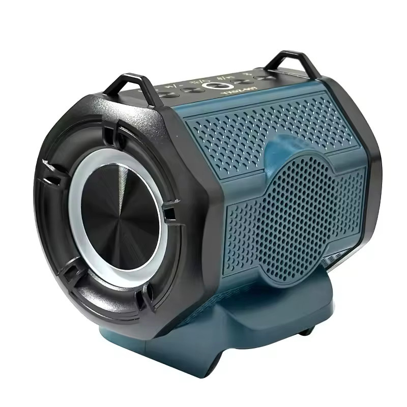 Tragbarer Bluetooth-Lautsprecher von AyeBeau mit Subwoofer, FM-Radio und Musik-Bass sowie integrierter Lampe in Blau - Bild 5