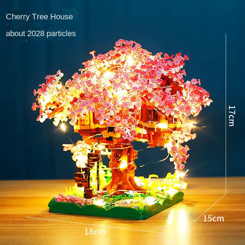 CONUSEA Mini Sakura Baum Bausteine Set, mit Licht, Rosa / Pink - Bild 2