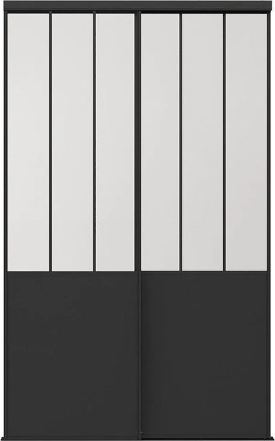 Schranktür Belasi von Vente-unique in Schwarz matt aus Stahl und Sicherheitsglas, Breite: 130 cm - Bild 1