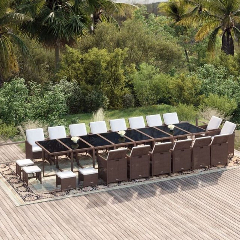21-teilige Garten-Essgruppe aus Poly-Rattan mit Kissen in Braun und Creme von vidaxl - Bild 1