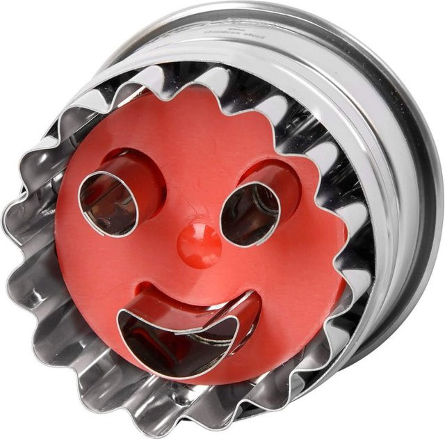Dr. Oetker Ausstecher Lachendes Gesicht in Rot aus Metall, spülmaschinenfest - Bild 1