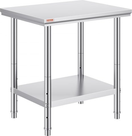 VEVOR Edelstahl Arbeitstisch in Silber, höhenverstellbarer Edelstahl-Arbeitstisch für Küche, Restaurant oder Garage, B/T/H: 76 x 60 x 80 cm - Bild 1